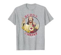 Jay and Silent Bob Buddy Christ Circle Portrait Camiseta, Hombre, Gris Jaspeado, 5XL