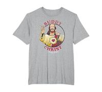 Jay and Silent Bob Buddy Christ Circle Portrait Camiseta, Hombre Tallas Grandes, Gris Jaspeado, 6X Alto