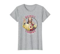 Jay and Silent Bob Buddy Christ Circle Portrait Camiseta, Mujer, Gris Jaspeado, L