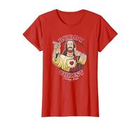 Jay and Silent Bob Buddy Christ Circle Portrait Camiseta, Mujer, Rojo, M