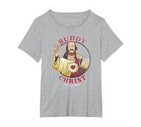 Jay and Silent Bob Buddy Christ Circle Portrait Camiseta, Mujer Tallas Grandes, Gris Jaspeado, 4XL Grande