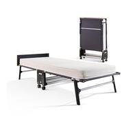 JAY-BE Cama Plegable Rollaway con Colchón Memory - Individual | Colchón Memory e-Fibre™, Cama Plegable, Ruedas Giratorias 360°, Portátiles, Patas Antivuelco, Cabecero de Madera