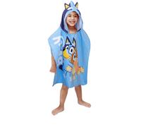 Jay Franco Bluey Piggyback Bath/Pool/Beach Capucha Poncho - Toalla de algodn sper suave y absorbente Medidas 22 x 22 pulgadas (producto azul oficia