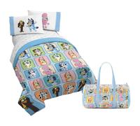 Jay Franco Bluey Twin Size Set - 4 piezas La ropa de cama incluye cubiertas de almohada de sbanas y bolsas de lona de bonificacin - ropa de cama de
