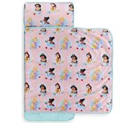 Jay Franco Colchoneta para Siesta Infantil Plegable Disney Princess, Saco de Dormir Infantil Tipo Manta de Princesas Disney con Almohada para guardería y Fiestas