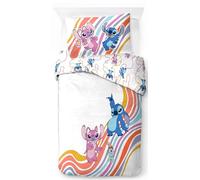 Jay Franco Disney Lilo & Stitch Juego de ropa de cama individual 100% algodón - Incluye funda de almohada 50 x 70 cm