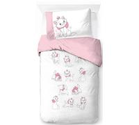 Jay Franco Disney Los Aristogatos Marie juego de funda de edredón 100% algodón - ropa de cama blanca con diseño de gatita incluye funda de almohada de 50 x 70 cm