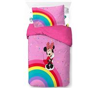 Jay Franco Disney Minnie Mouse, arcoíris, 100% algodón, juego de cama de 3 piezas - incluye funda nórdica, sábana bajera con elástico y funda de almohada