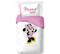 Jay Franco Disney Minnie Mouse - Juego de funda nórdica para cama individual, 100% algodón, incluye funda de almohada de 50 x 70 cm