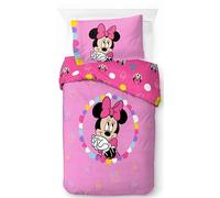 Jay Franco Disney Minnie Mouse - Juego de funda nórdica para cama individual, 100% algodón, incluye funda de almohada de 50 x 70 cm, color rosa