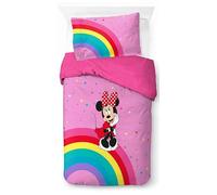 Jay Franco Disney Minnie Mouse Rainbow Juego de funda de edredón para cama individual de 100% algodón - Incluye funda de almohada 50 x 70 cm