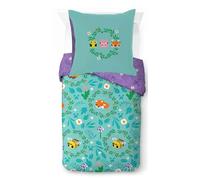 Jay Franco Juego de Cama de Minecraft con Funda de edredón Infantil Individual con Flores de algodón Afelpado - Incluye una Funda de Almohada de 80 x 80 cm