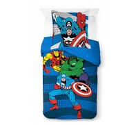 Jay Franco Kids Marvel Avengers Juego de Funda nórdica - Ropa de Cama Supersuave con Funda de Almohada, Solo Funda, edredón no Incluido, Azul, 2 Piezas, Individual