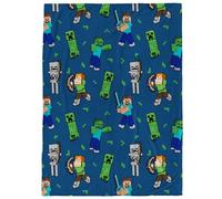 Jay Franco Kids Minecraft Manta de Felpa - 130 x 150 cm Manta de Felpa Suave y acogedora para Decorar el Dormitorio y el sofá, Producto con Licencia Oficial, Azul