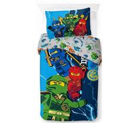 Jay Franco Lego Ninjago Juego de Funda Nórdica - Ropa de Cama Súper Suave para Niños con Funda de Almohada, Solo Funda NÓRDICA (Relleno No Incluido), Azul, Juego de 2 Piezas Individual
