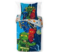 Jay Franco Lego Ninjago Juego de Funda Nórdica - Ropa de Cama Súper Suave para Niños con Funda de Almohada, Solo Funda NÓRDICA (Relleno No Incluido), Azul, Juego de 2 Piezas Individual