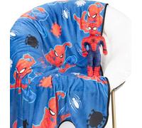 Jay Franco Manta Infantil Suave y Almohada Mini con diseño de Marvel Spiderman 130 x 150 cm - Juego de Manta de Forro Polar y Almohada de Spiderman para niño