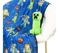 Jay Franco Manta Infantil Suave y Almohada Mini Minecraft Creeper 130 x 150 cm - Juego de Manta de Forro Polar y Almohada para niño