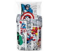 Jay Franco Marvel Avengers Comics Juego de Funda Nórdica - Ropa de Cama Súper Suave para Niños con Funda de Almohada, SOLO FUNDA NÓRDICA (Relleno No Incluido), Multicolor, Juego de 2 Piezas Individual