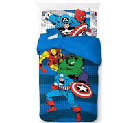 Jay Franco Marvel Comics Avengers - Juego de cama individual de 3 piezas, 100% algodón, colección de superhéroes, incluye funda de edredón, sábana bajera y funda de almohada