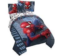 Jay Franco Marvel Spiderman Crawl Juego de cama individual de 4 piezas, incluye edredón reversible y juego de sábanas, microfibra supersuave resistente a la decoloración, producto oficial de Marvel.