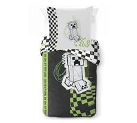 Jay Franco Minecraft Creeper - Juego de cama infantil supersuave con funda de almohada, funda de edredón (relleno no incluido), color gris, 2 piezas
