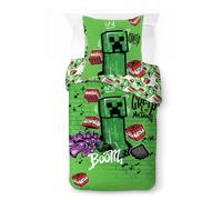 Jay Franco Minecraft Creeper - Juego de cama infantil supersuave con funda de almohada, solo funda de edredón (relleno no incluido), color azul