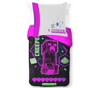 Jay Franco Minecraft Creeper Juego de Funda Nórdica - Ropa de Cama Súper Suave para Niños con Funda de Almohada, Solo Funda NÓRDICA (Relleno No Incluido), Negro, Juego de 2 Piezas Individual