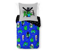 Jay Franco Minecraft Fight Back 100% algodón Juego de ropa de cama infantil 135x200 cm para cama individual - Funda nórdica + Funda de almohada 80x80 cm