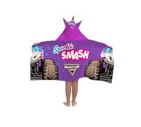 Jay Franco Monster Jam Sparkle Smash - Capa De Baño con Capucha 56 × 56 cm para Niños, Súper Suave para Baño, Playa, Piscina Y Viaje, Producto con Licencia Oficial, Violeta