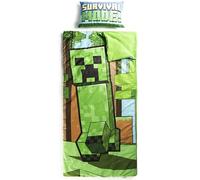 Jay Franco Set de 2 con Almohada y Manta de Creeper de Minecraft, Suave Saco de Dormir Infantil con Bolsa y Almohada, para Fiestas de Pijamas, Viajes y acampadas