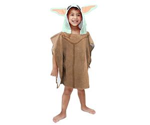 Jay Franco Star Wars The Mandalorian Grogu Baby Yoda - Toalla de baño con capucha, 56 cm x 56 cm, 100% algodón, bata cambiadora para niños
