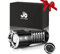JAY-PARK Linternas LED Alta Potencia 1000000 Lúmenes, Batería Recargable Integrada De 10800mAh, Largo Alcance 5 Modos, Zoom, Impermeable IPX7 linterna Táctica Adecuado Para Acampar, Pasear, Familiar