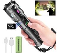 JAY-PARK Linternas LED Alta Potencia 1000000 Lúmenes, Recargable con Batería 5000 mAh, Largo Alcance, 5 Modos de Luz, Zoomable, IPX7 Impermeable, Super Potente Linerna Tactica Para Camping