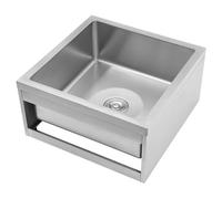 JAYEUW Fregadero de cocina de 24 x 24 x 13 pulgadas, fregadero comercial rectangular 304 de acero inoxidable cepillado, fregadero con sifón, 1 cuenco, fregadero empotrado, fregadero independiente para