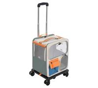 JAYEUW Mochila 2 en 1 para mascotas, maletín plegable, bolsa de transporte para gato con ruedas y trolley, bolsa de transporte de tela Oxford para gatos y perros, con asa telescópica extraíble, máx.