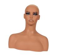 JAYIOLA Cabeza de maniquí realista para exhibición de collares y pendientes, modelo con soporte para peluca y maquillaje, soporte para exhibición de pelucas