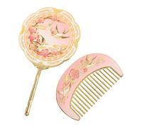 JAYIOLA Juego de 2 Espejos de Mano, Espejo Cosmético Antiguo, Espejo de Maquillaje con Peine de Metal, Diseño Elegante con Relieve para Mujeres Y Niñas Como R, Style B