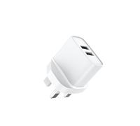 Jaym - Cargador de corriente doble USB-a 12 W, 2,4 A, color blanco