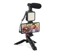 JAYM Kit Completo Universal Vlogger para Smartphone, cámara, cámara con trípode + micrófono + proyector 36 LED - V-Logging Kit Shotgun, Foto, Video, Stream