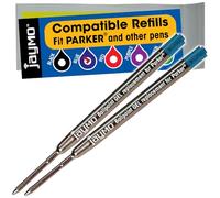 Jaymo - 2 - Reemplazo de tinta de gel para bolígrafos, compatible con Parker, Escritura fluida en tinta alemana y punta mediana 0,7mm, azul