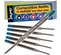 Jaymo - 6 - Reemplazo de tinta de gel para bolígrafos, compatible con Parker, Escritura fluida en tinta alemana y punta mediana 0,7mm, azul