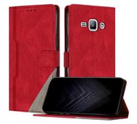 JayModCase Funda para Samsung Galaxy J1, Funda Flip Folio de Cuero Sintético con Ranura | Cierre Magnético | Soporte Plegable | Tarjetero y Monedero - Rojo