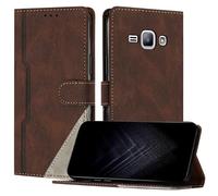 JayModCase Funda para Samsung Galaxy J1, Funda Flip Folio de Cuero Sintético con Ranura | Cierre Magnético | Soporte Plegable | Tarjetero y Monedero - Marrón