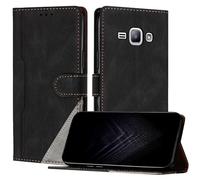 JayModCase Funda para Samsung Galaxy J1, Funda Flip Folio de Cuero Sintético con Ranura | Cierre Magnético | Soporte Plegable | Tarjetero y Monedero - Negro