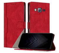 JayModCase Funda para Samsung Galaxy J5 2015, Funda Flip Folio de Cuero Sintético con Ranura | Cierre Magnético | Soporte Plegable | Tarjetero y Monedero - Rojo
