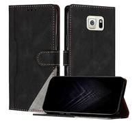 JayModCase Funda para Samsung Galaxy S6 Edge, Funda Flip Folio de Cuero Sintético con Ranura | Cierre Magnético | Soporte Plegable | Tarjetero y Monedero - Negro