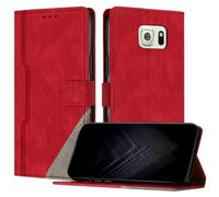 JayModCase Funda para Samsung Galaxy S6 Edge Plus, Funda Flip Folio de Cuero Sintético con Ranura | Cierre Magnético | Soporte Plegable | Tarjetero y Monedero - Rojo