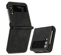 JayModCase Funda para Samsung Galaxy Z Flip 3 5G, PU Piel Flip Carcasa con Cierre magnético Soporte Plegable Tarjetas y Cartera (Negro)