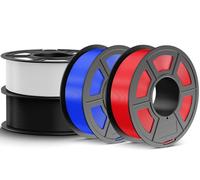 JAYO Filamento PETG 1,75 mm 4.4 kg, Filamento PETG de alta tenacidad para impresoras 3D, 1,1 kg por bobina, 4 bobinas, compatible con la mayoría de las impresoras 3D FDM(Negro, Blanco, Azul, Rojo)